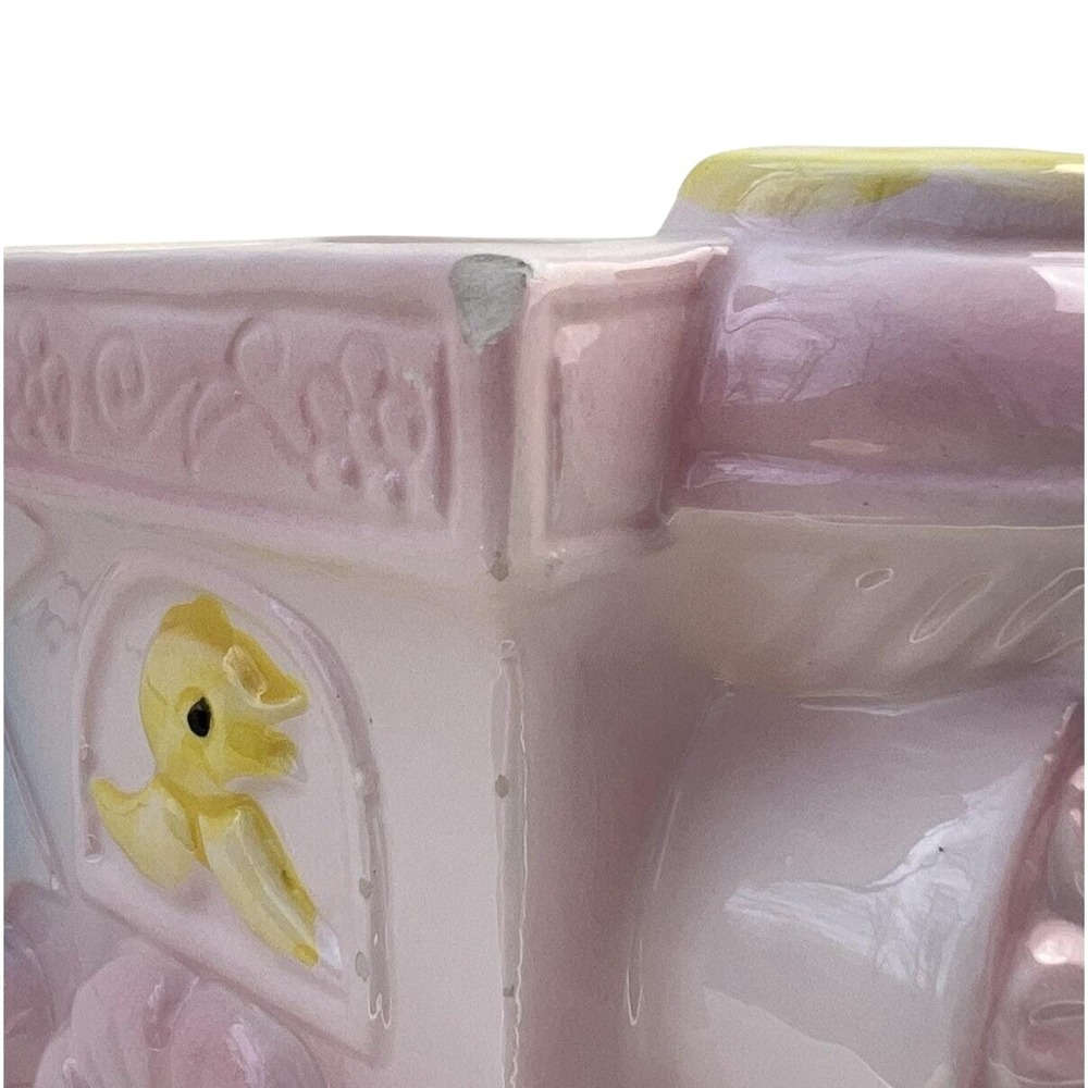 Planter Baby Buggy‎ Pink Blue Nursery Vase Mid Century Style Ceramic Vintage - Picture 5 of 8